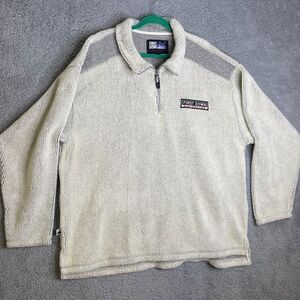 First Down Exploration Gear Coat 2XL Sherpa Beige Gray Winter 1/4 Zip Sweater